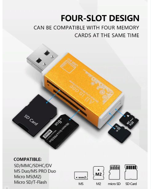 Внешний 4 в 1 картридер USB 2,0