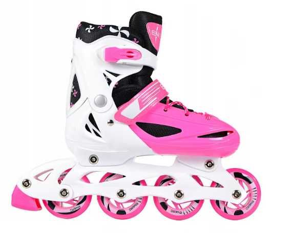 Patine / Role reglabile 4 in 1, ENERO, Alb/Roz/Negru, 26-29