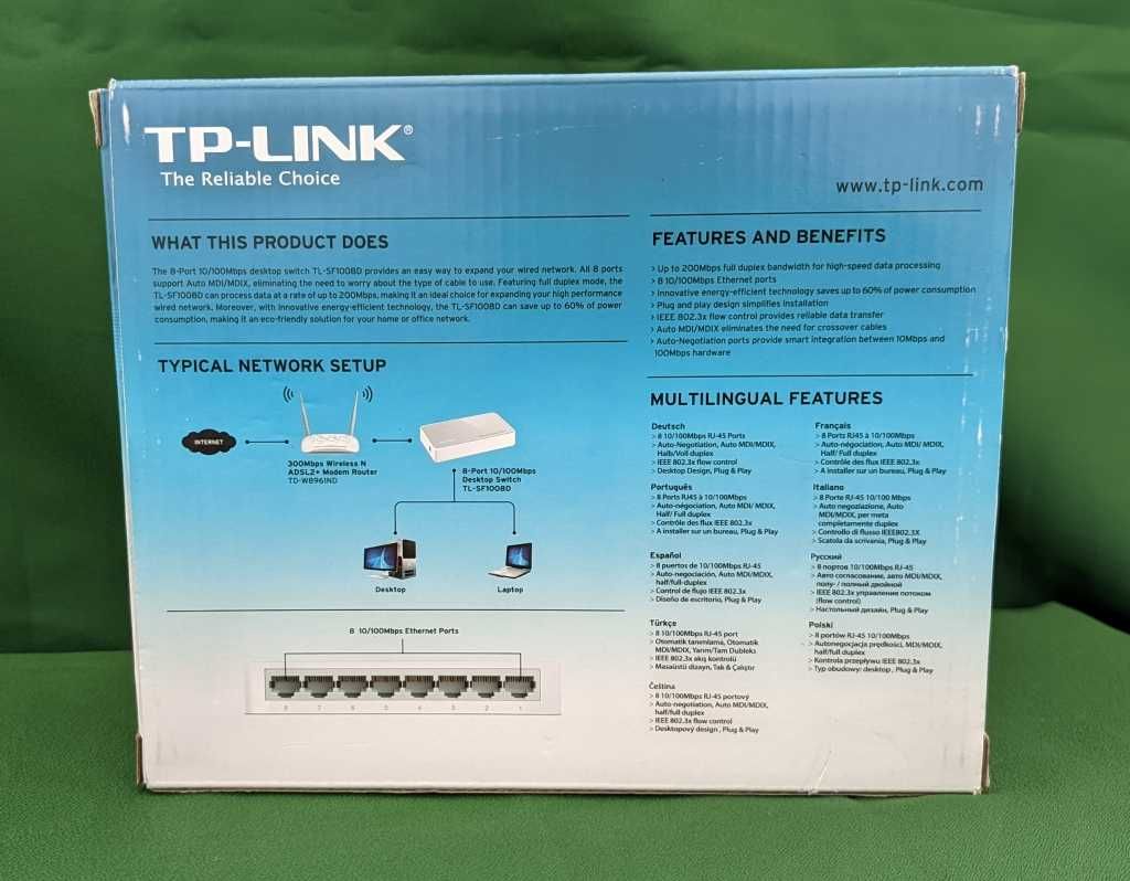 Продавам Switch TP-Link 8-Port 10/100Mbps - TL-SF1008D