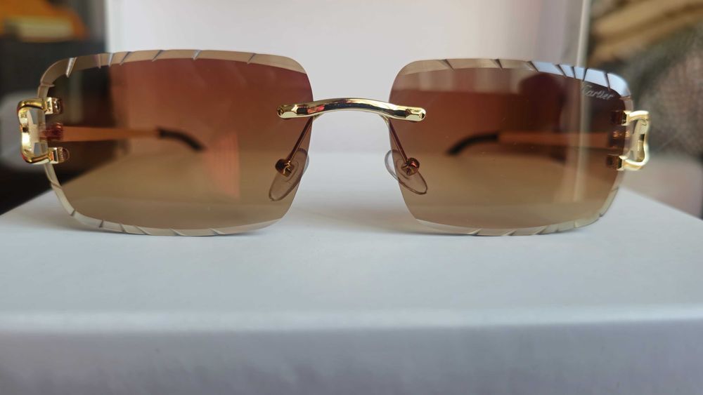 Ochelari de soare Cartier rimless Diamond Cut Lentile Maro