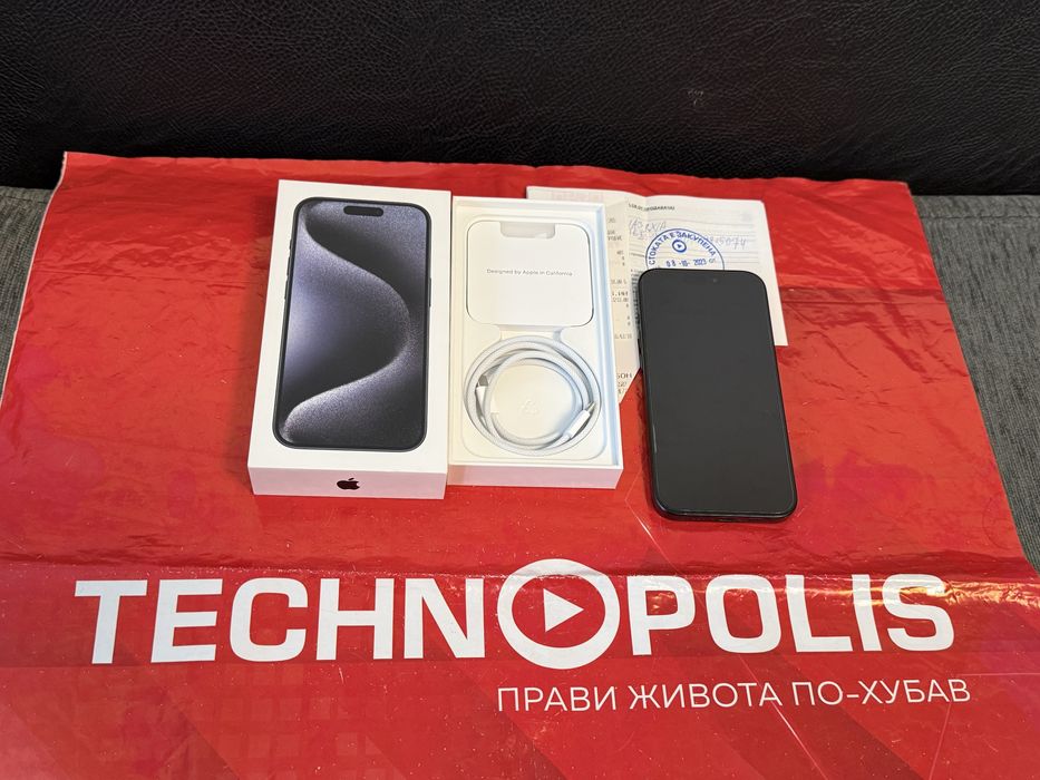 КАТО НОВ 512GB iPhone 15 Pro Technopolis Гаранция 2025 Blue
