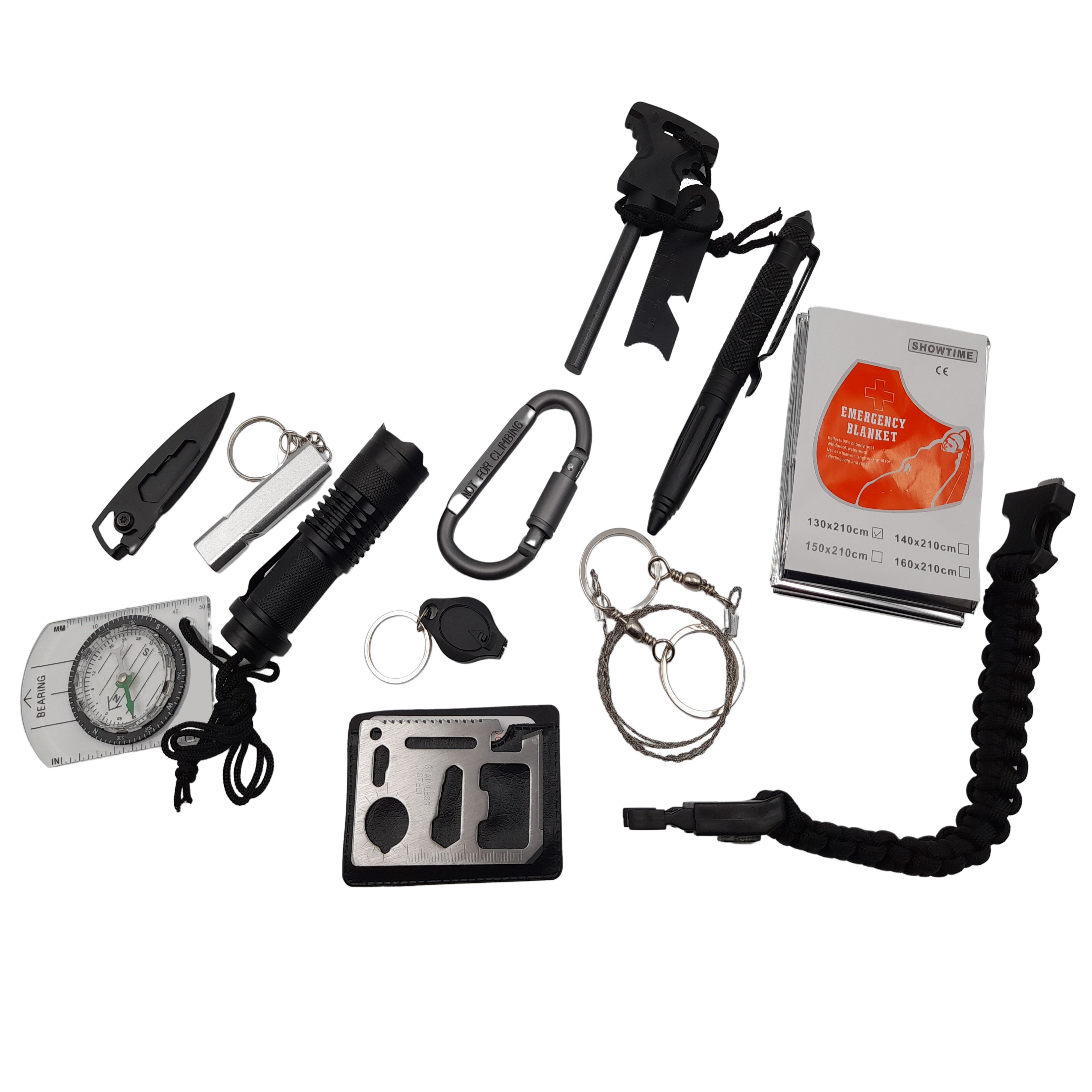 Kit supravietuire Help Buddy, 13 elemente multifunctionale, negru