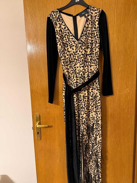 Rochie de seara Nissa cu paiete si pene