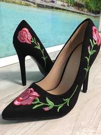 Pantofi dama cu toc ‘Carolie' cu imprimeuri florale, nr 35