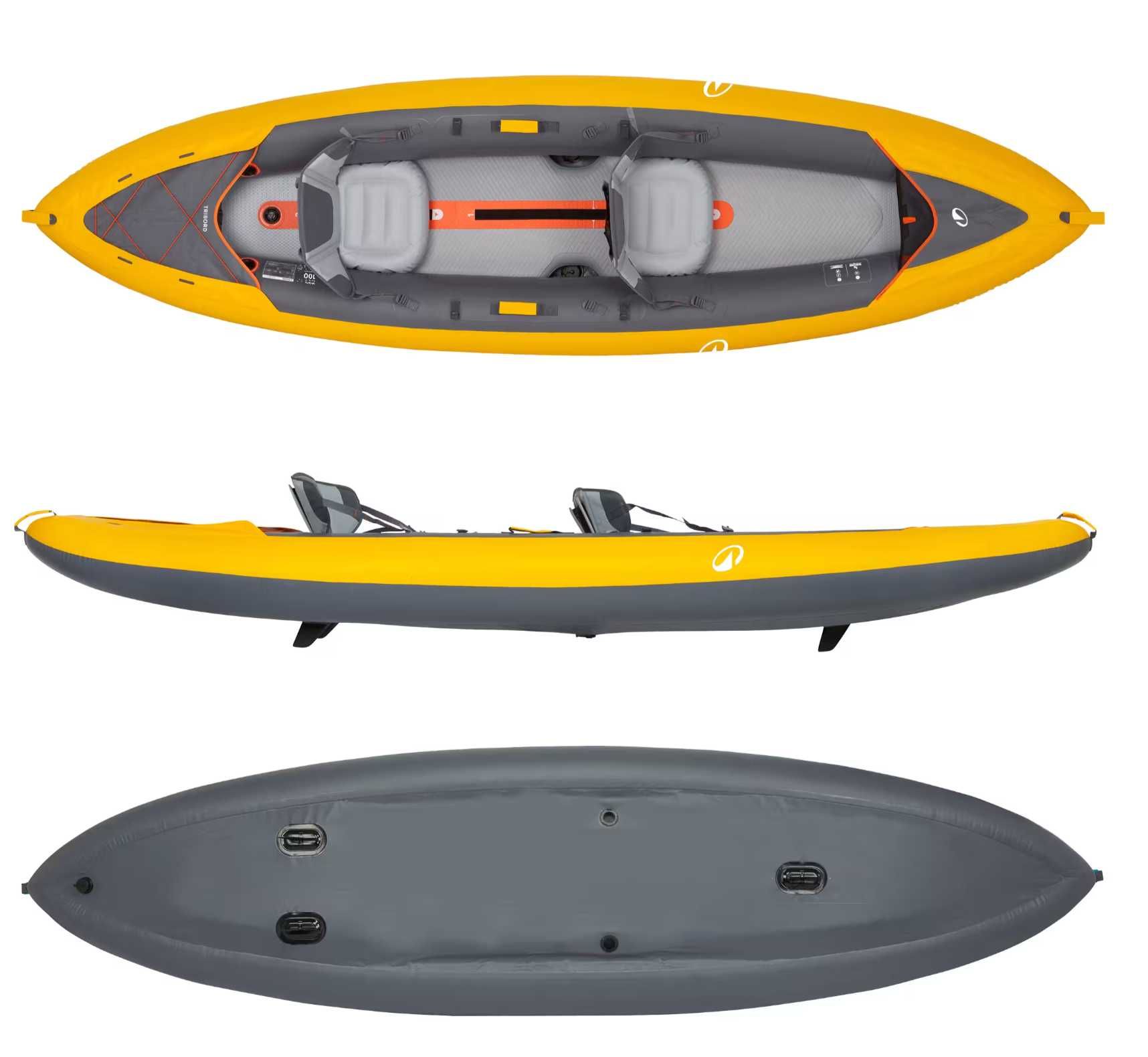 Vand Caiac-canoe gonflabil 2 locuri Tribord 100+ Galben