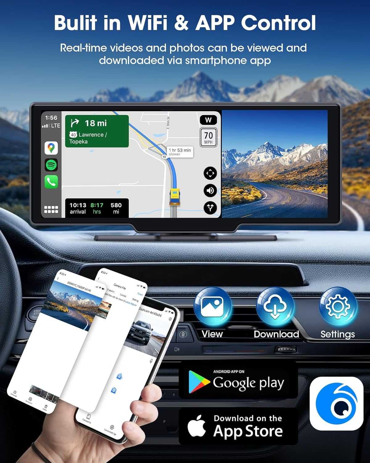 Touchscreen auto 10.26" Wireless CarPlay / Android Auto, 2 camere