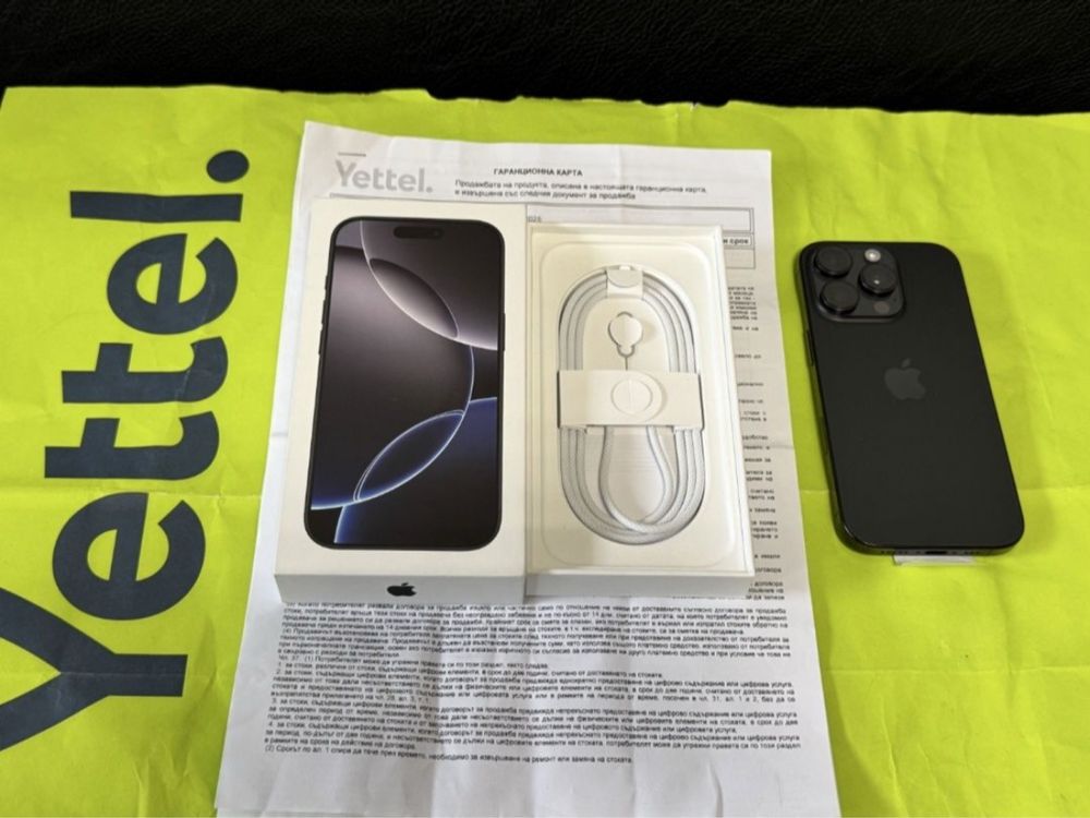 НЕАКТИВИРАН 256GB iPhone 16 Pro Yettel Гаранция 2028г. Black Titanium