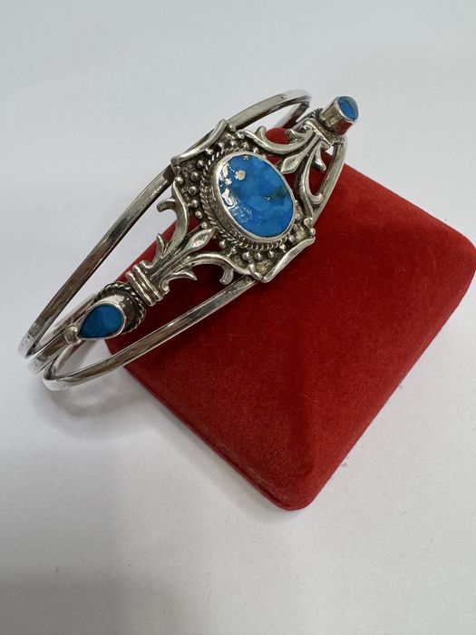 Bratara veche argint 925, Navajo cu pietre turcoaz.