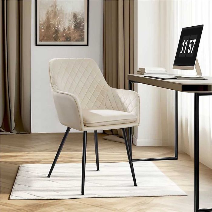 Set 2 scaune dining catifea cu picioare metalice |S 614341 Beige(2pcs)