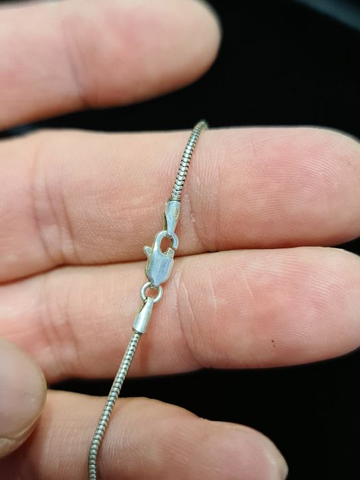 N Lant colier argint 925,pandantiv mana Fatima,48 cm