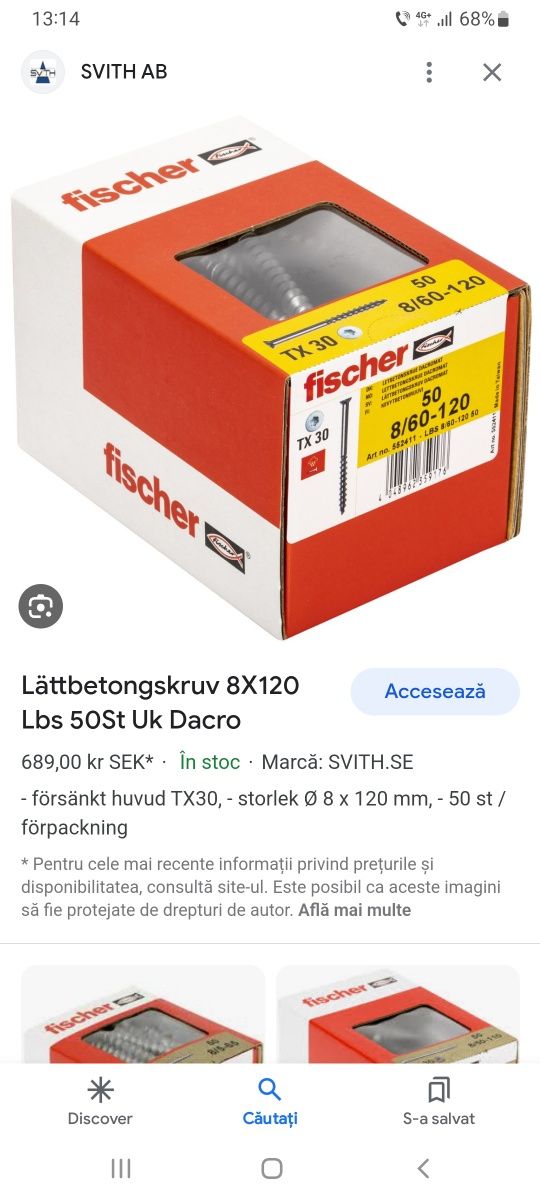 Șurub autoforant lemn fischer