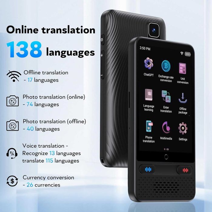 AI преносим преводач 138 езика, превод и офлайн , тъчскрийн и ChatGPT