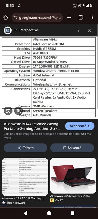 PC light gaming Nefolosit + Laptop Alienware m14x r1 pachet 800 lei