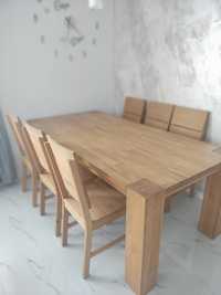 Masa lemn masiv cu 6 scaune
