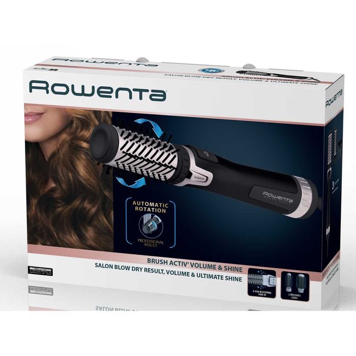 Perie rotativa Rowenta Brush Activ'Dry & Style CF9550F0, 1000 W, negru