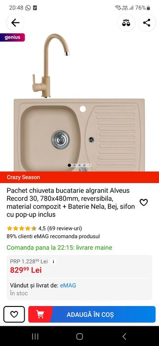 Pachet Chiuveta bucatarie Alveus NOU!!!