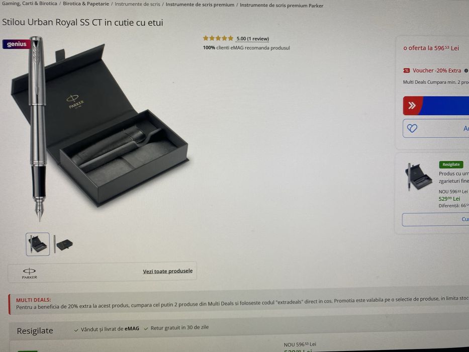 Stilou Parker Urban Royal SS CT in cutie cu etui