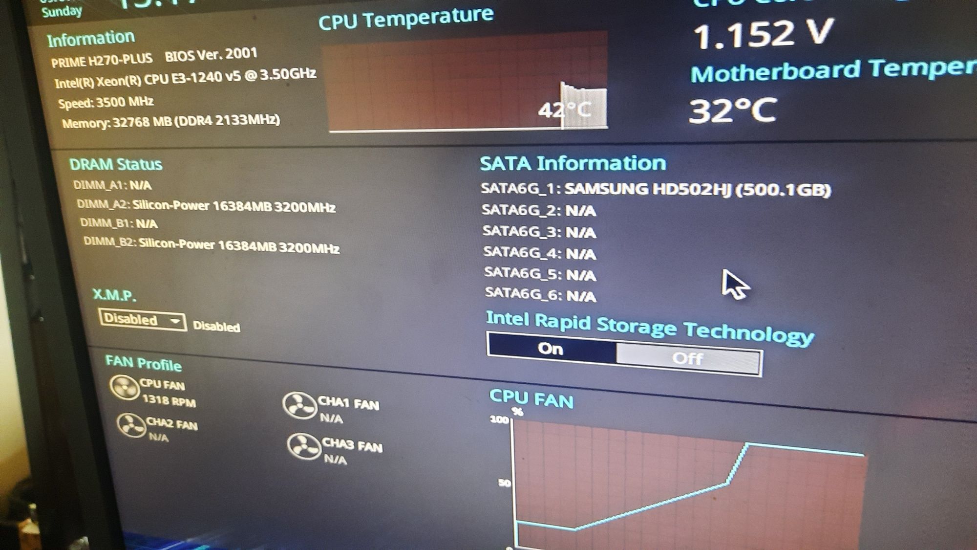 Дънна платка Asus Prime H270 Plus CPU Xeon E3 1240 V5