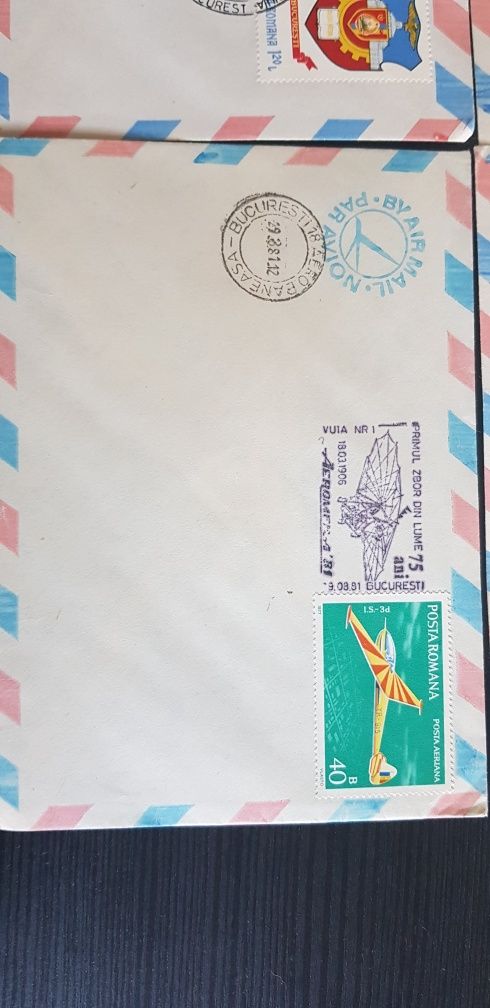 Set 4 plicuri FDC, intreguri postale - Zbor si Avioane, par avion