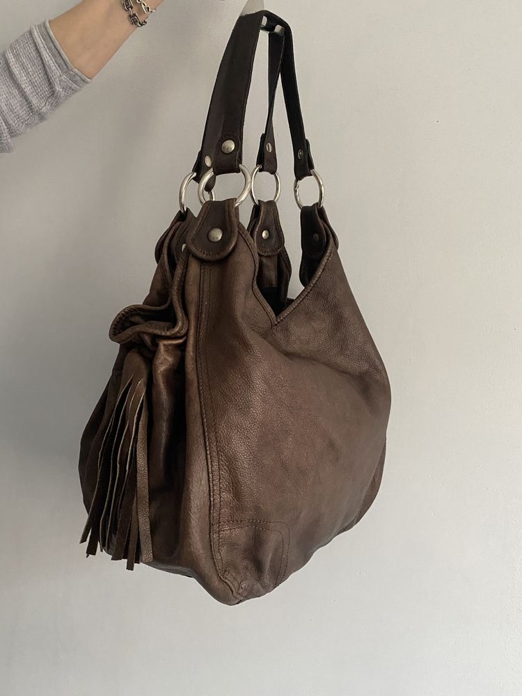 Чанта Vera Pelle от естествена кафява кожа