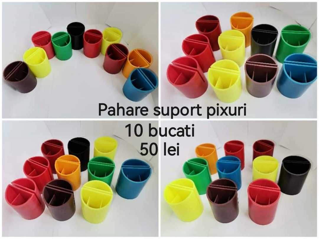 Pahare pixuri suport pensule recipient plastic decorativ