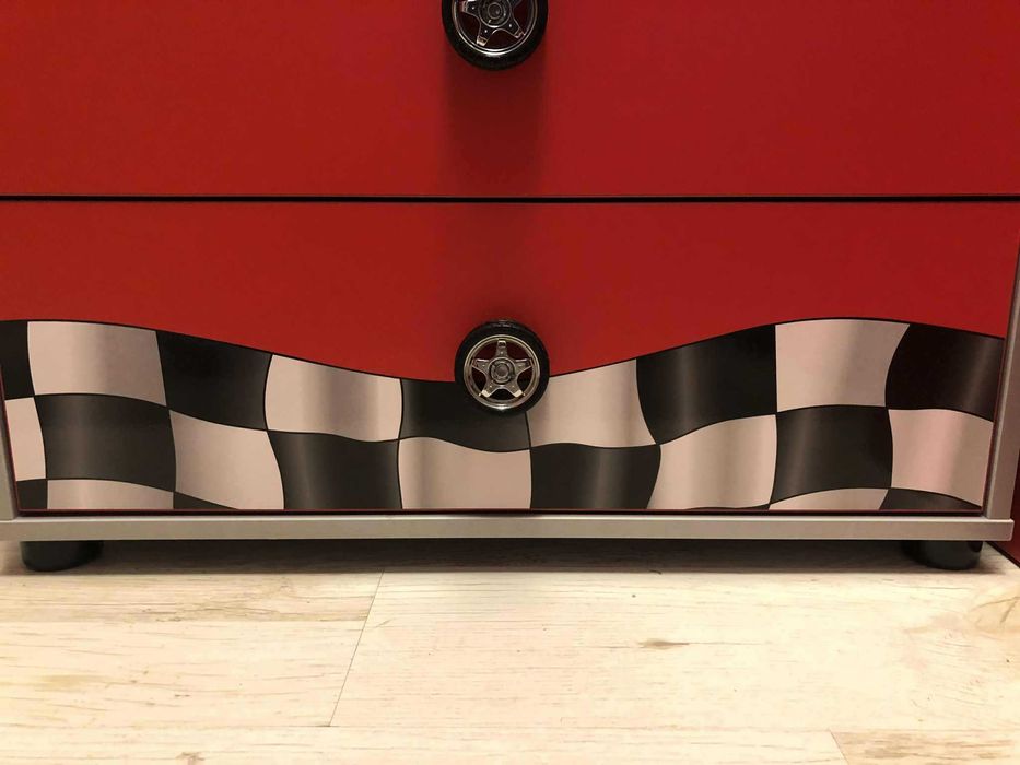 Обзавеждане за детска стая Cilek - легло кола, скрин, библиотека, стол