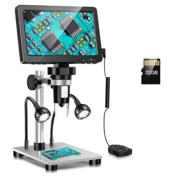 Microscop electronic Digital Hayve 7‘’ 1500X Zoom 12MP + 32gb card