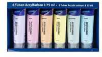 Set acuarele acrilice culori pastelate Stylex 6 culori x 75 ml