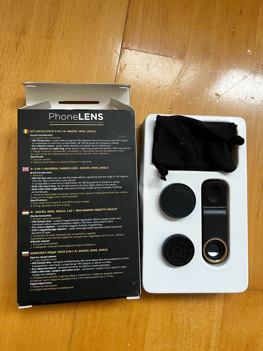Set lentile fisheye macro camera foto video telefon smarthphone clema