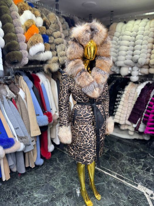 Geaca lunga fas cu blana naturala