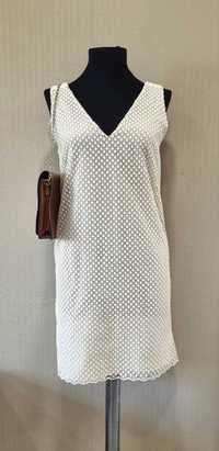 Rochie crem deschis dantela Massimo Dutti