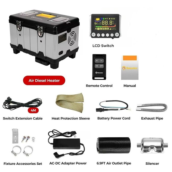 Sunster TB10 Wifi si Bluetooth 8Kw , Adaptor priza 220v , 12v ,24v