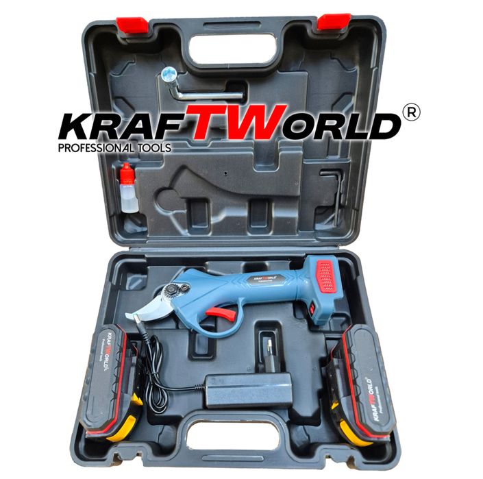 Лозарска Ножица Акумулаторна Градинска ножица KraftWorld с 2 Батерии