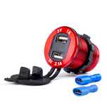 Incarcator auto Amio, rezistent la apa cu voltometru digital 2xUSB 12/24V MOD-11