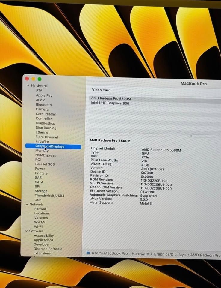 MacBook Pro 16” (2019) – i9, 32GB RAM, 512GB SSD, Radeon 5500M 4GB