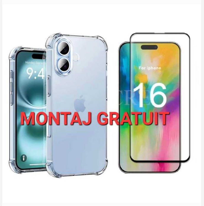 Set - Folie de Sticla + Husa AntiSoc iPhone 12 13 14 15 16 17 Pro Max