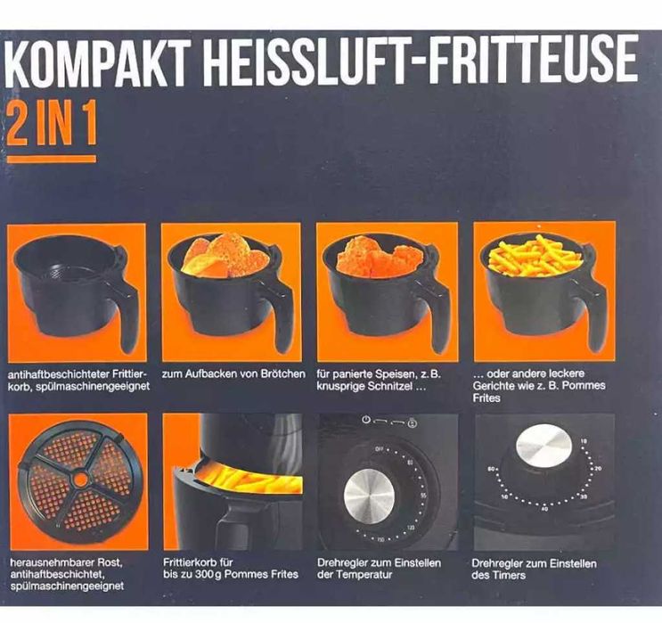 Немски Компактен фритюрник STAR с горещ въздух 2 в 1