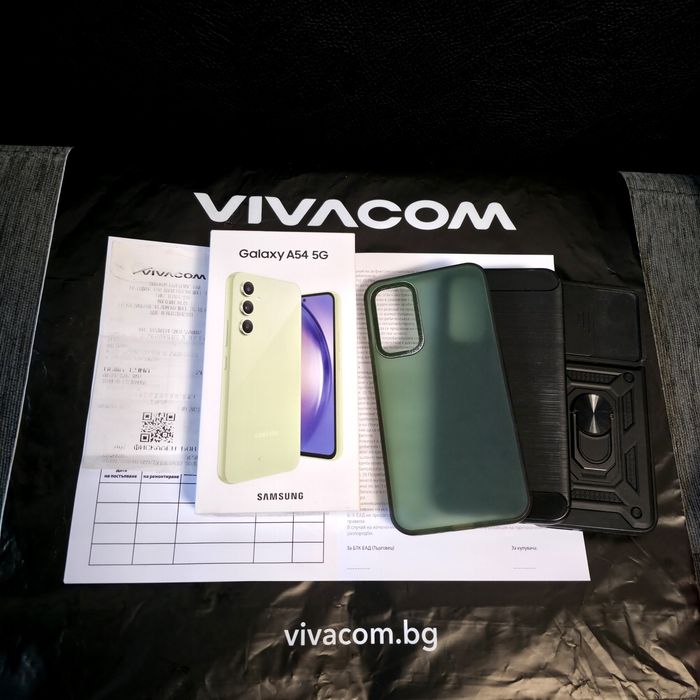 КАТО НОВ 256GB Samsung A54 5G Vivacom Гаранция '25г. Lime