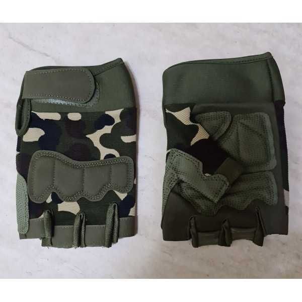 Manusi tactice soft jumatate de deget camuflaj padure