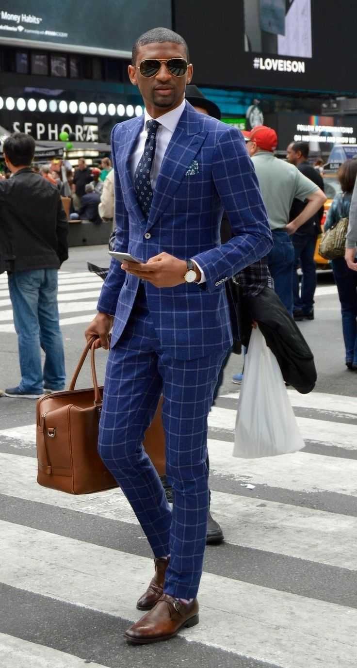 Costum slim 48 M slim Don John NOU doua piese albastru carouri lana