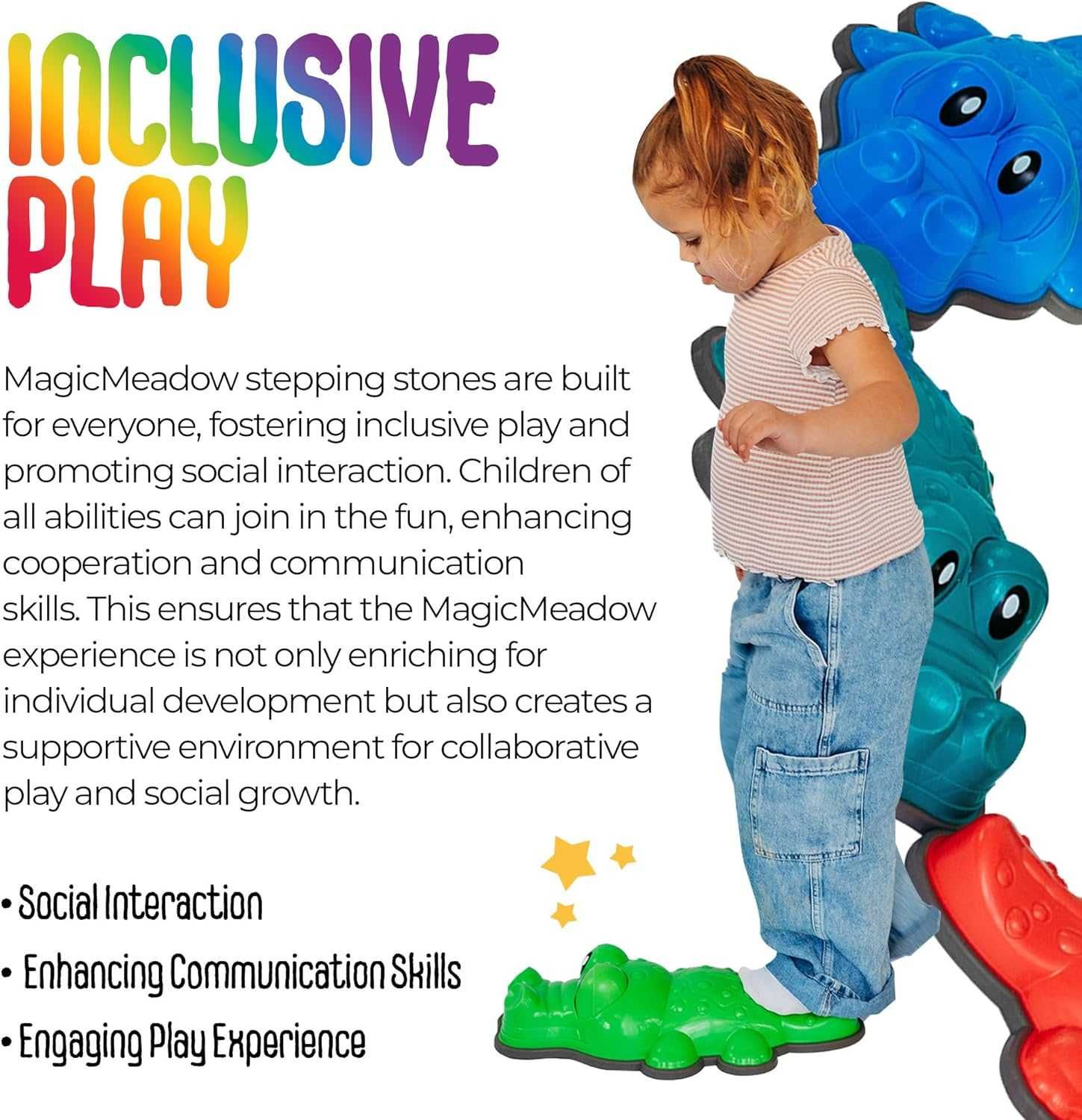 MagicMeadow Крокодилски стъпала 6 бр. игра за деца с аутизъм за баланс