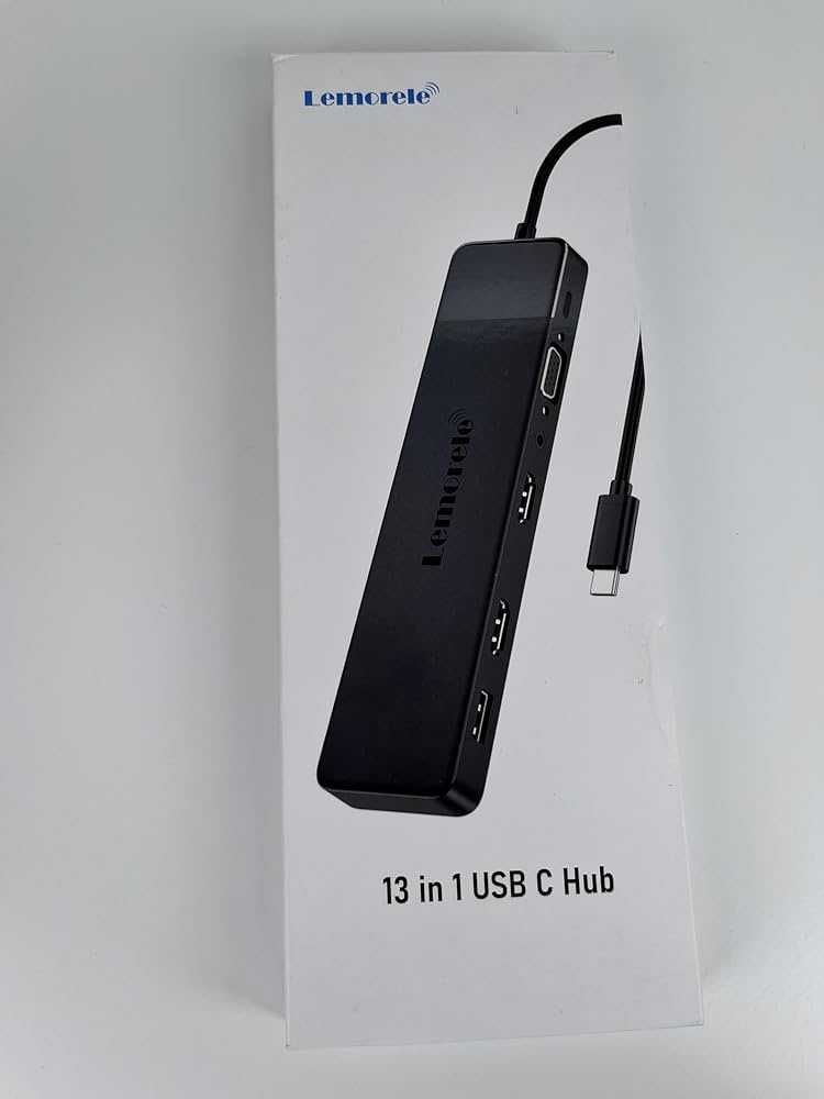 НОВ USB C хъб Lemorele 13 в 1 USB C троен монитор - 2 HDMI 4K, VGA...