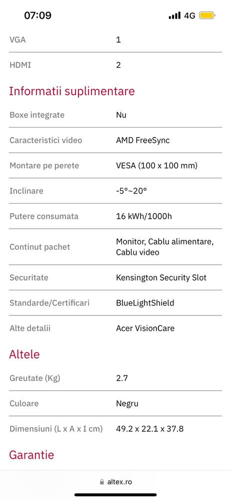 Monitor Acer Nou resigilat