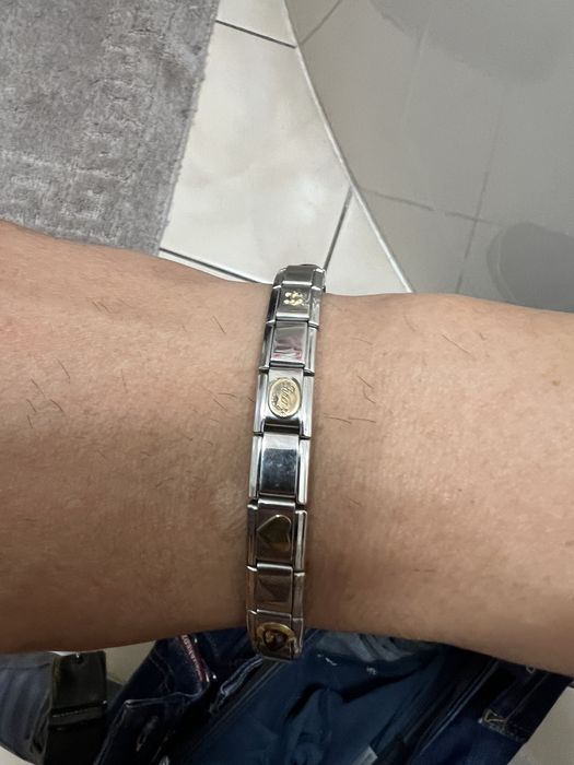 Bratara inox elastica originala ,italieneasca Firenze cu aur de 18K un
