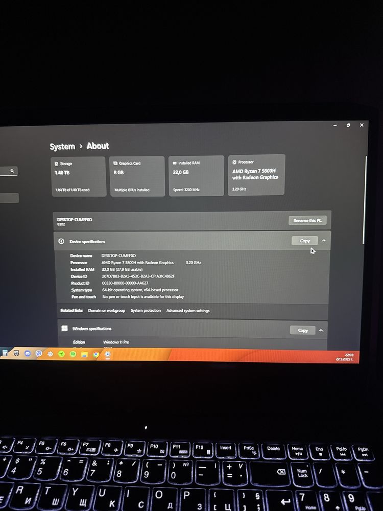 Геймърски лаптоп 1,5T SSD, 32GB RAM lenovo ideapad gaming