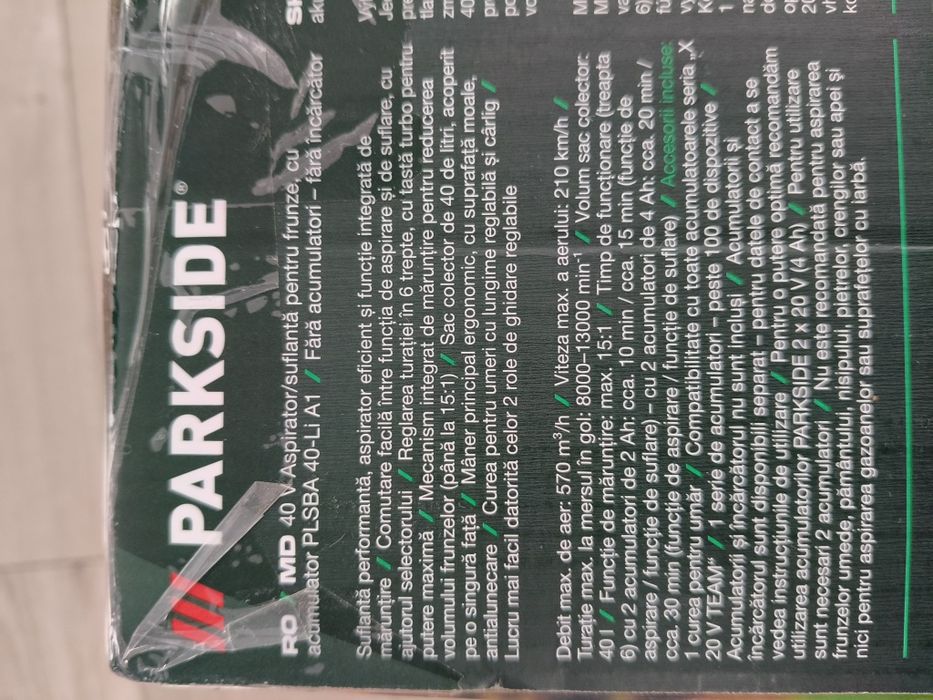 Suflanta frunze pe acumulator parkside