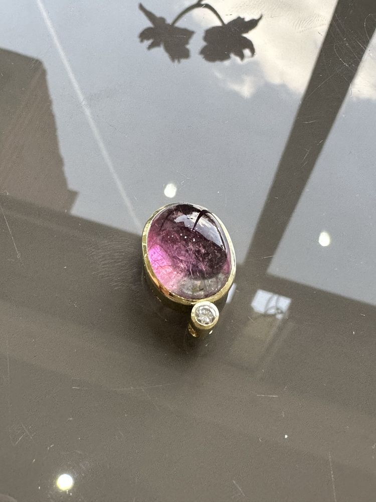 Vand pandant aur 14k cu diamant si Turmalina bicolora