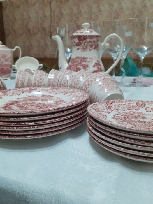 Set cești cafea porțelan englezesc vechi complet ,21 piese.