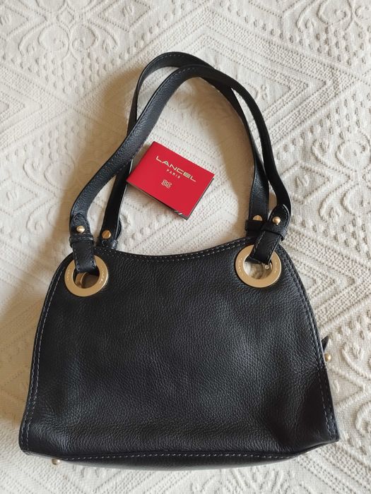 Lancel  винтидж черна чанта със златен обков