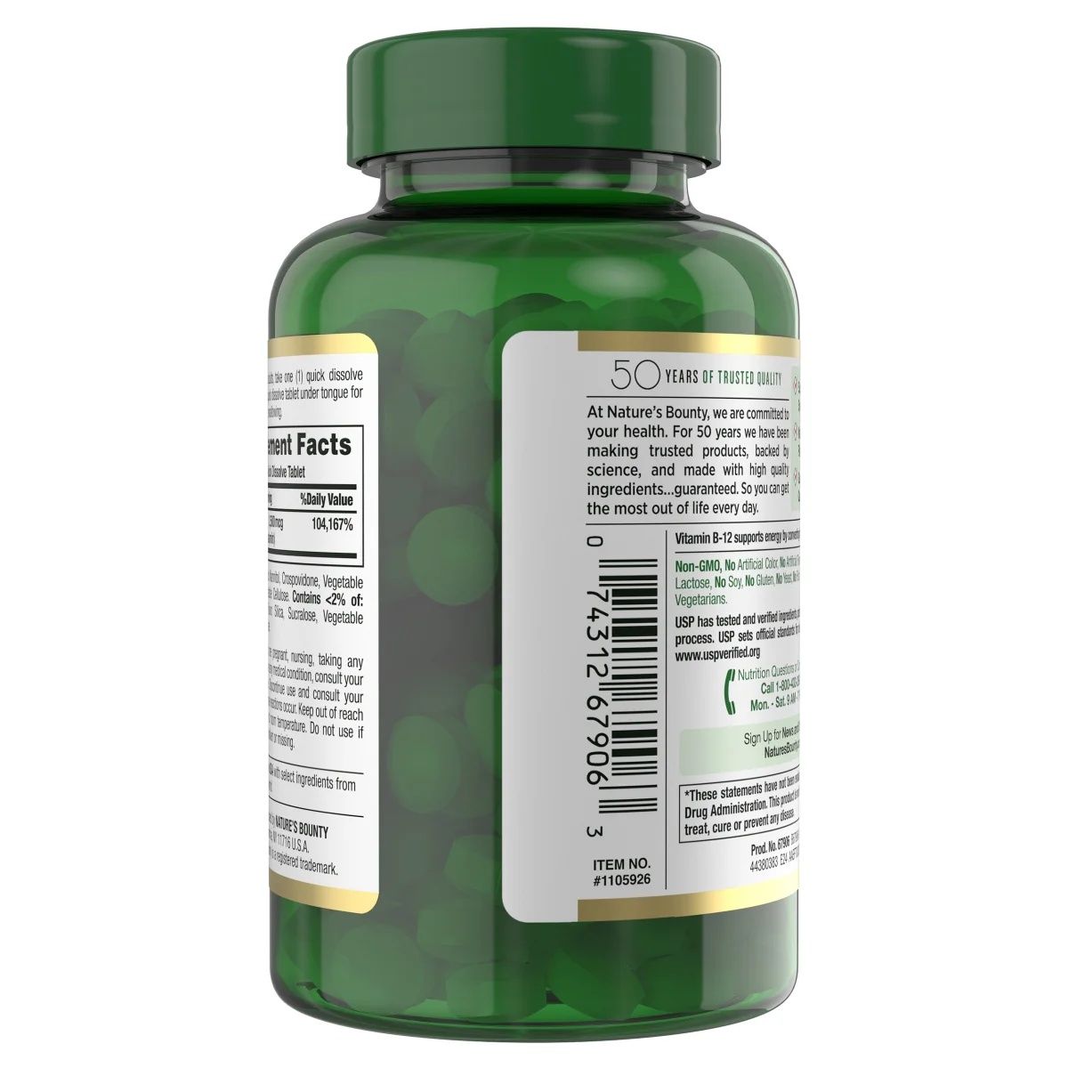 Витамин B-12 Nature's Bounty Vitamin B-12
300 быстрорастворимых таблет